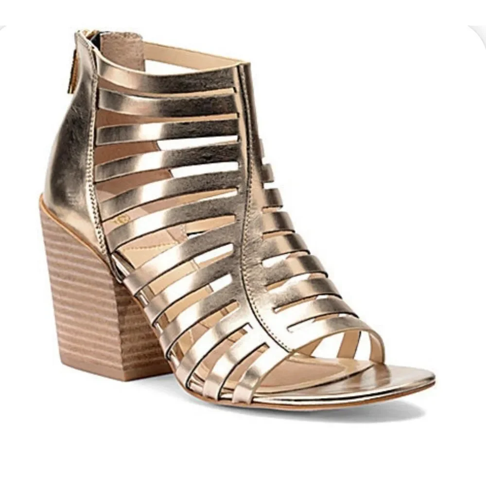 Isola Metallic Gold Caged Sandals Size 6 - Picture 1 of 11